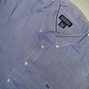 Lands' End Mens Blue Button Down Oxford Shirt Long Sleeve Monogram BGH 16-32‎